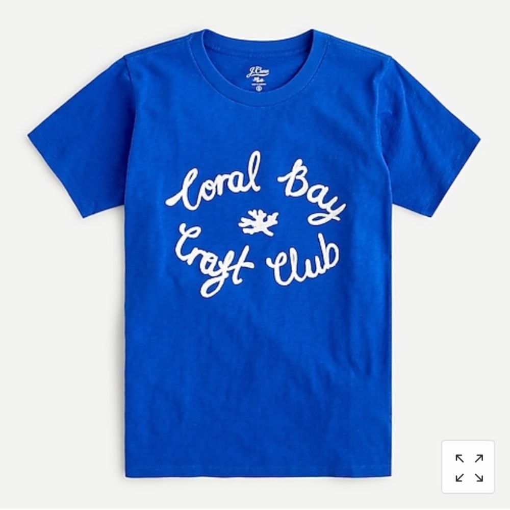 J.Crew Coral Bay painter Graphic T-shirt Collector Tee NWT Blue embroidery AO522